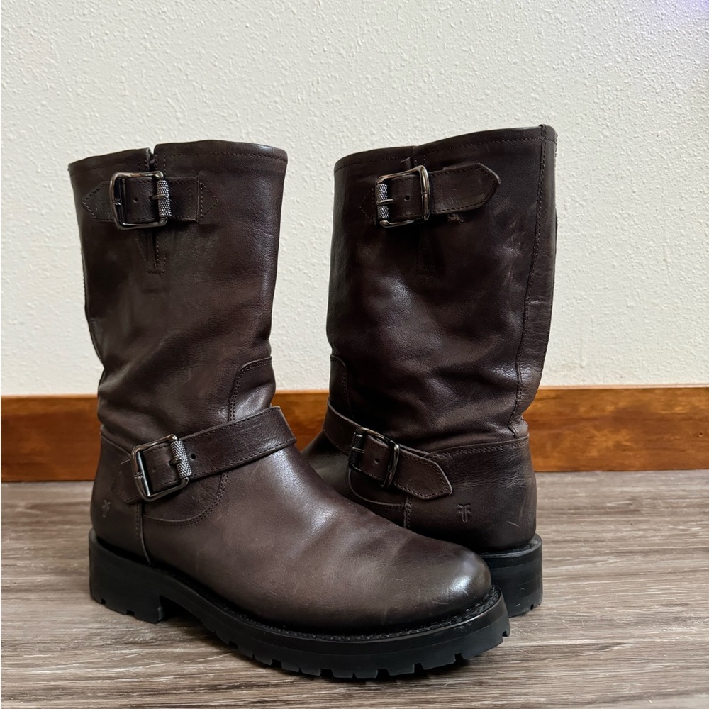 Frye Brown Ankle Boots with Buckle Detail - Picture 8 of 9